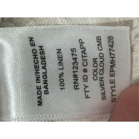 Women’s Cream And Tan Linen Striped Ellen Tracey Pants Size Large - Picture 9 of 9